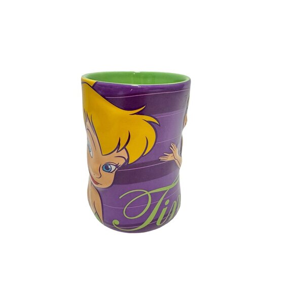 Rare TINKERBELL Coffee Mug Cup Disney 3D Raised Image, TINK Large Teacup, Green - Picture 2 of 5